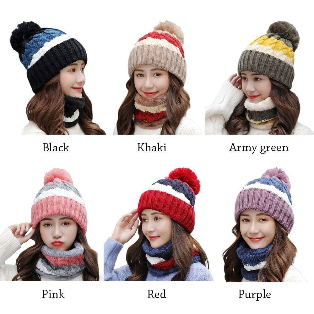 Coral Fleece Woolen Hat Soft Hooded Thermal Cap Fashion Cold Proof Scarf  School