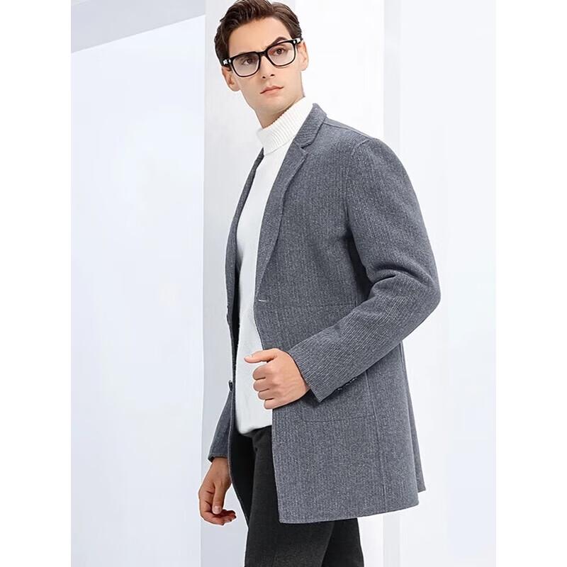 Yilten Men's Wool Blend Mid-length Lapel Coat