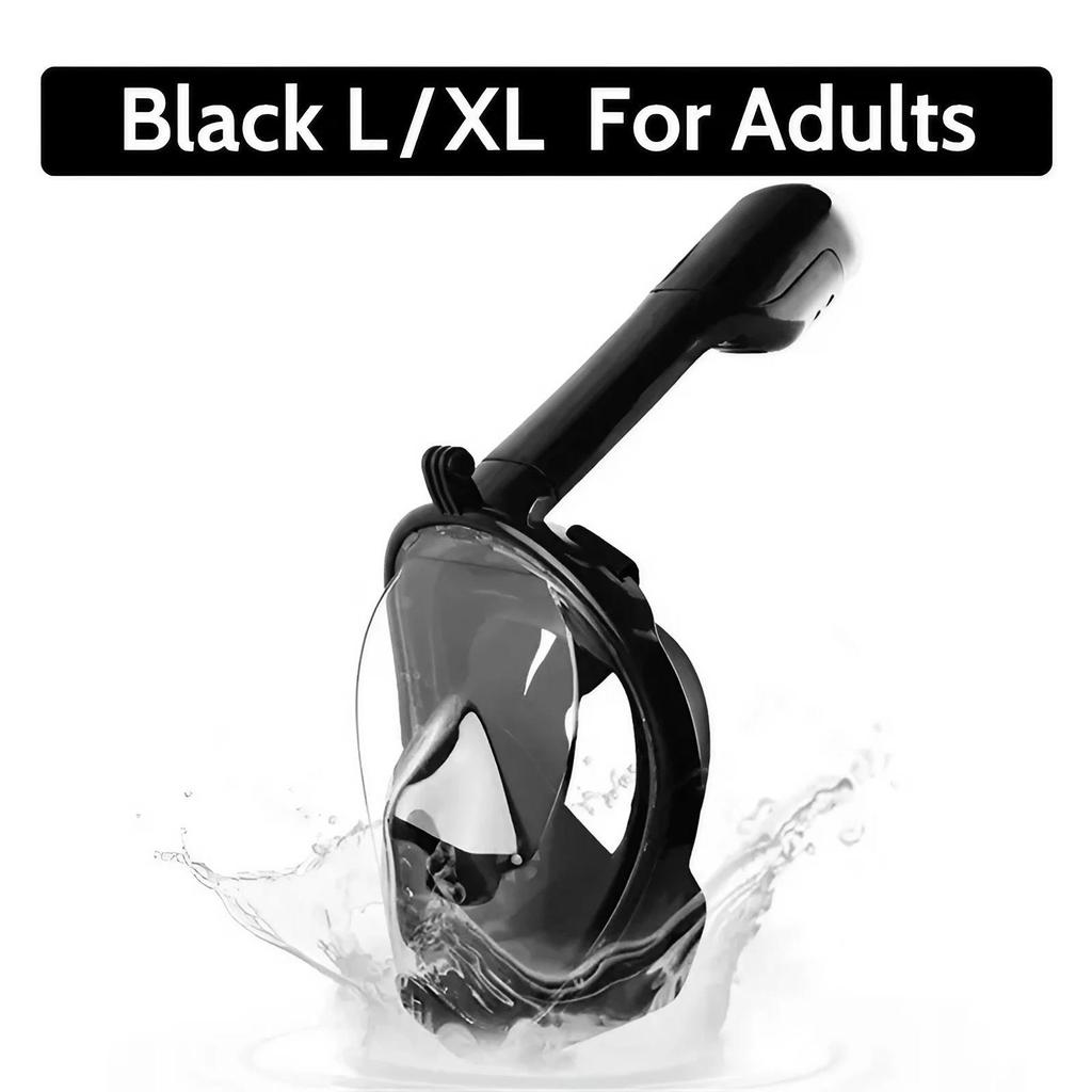 Silicone Full Face Snorkel Mask 180 Degree View Anti Fog Leak Proof Breathing Tube Camera Mount Swimming Safety Gear