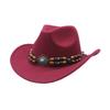 European and American New Western Cowboy Hat Woolen Jazz Top Hat Men and Women's Ethnic Style Big Eaves Hat Autumn and Winter Felt Hat