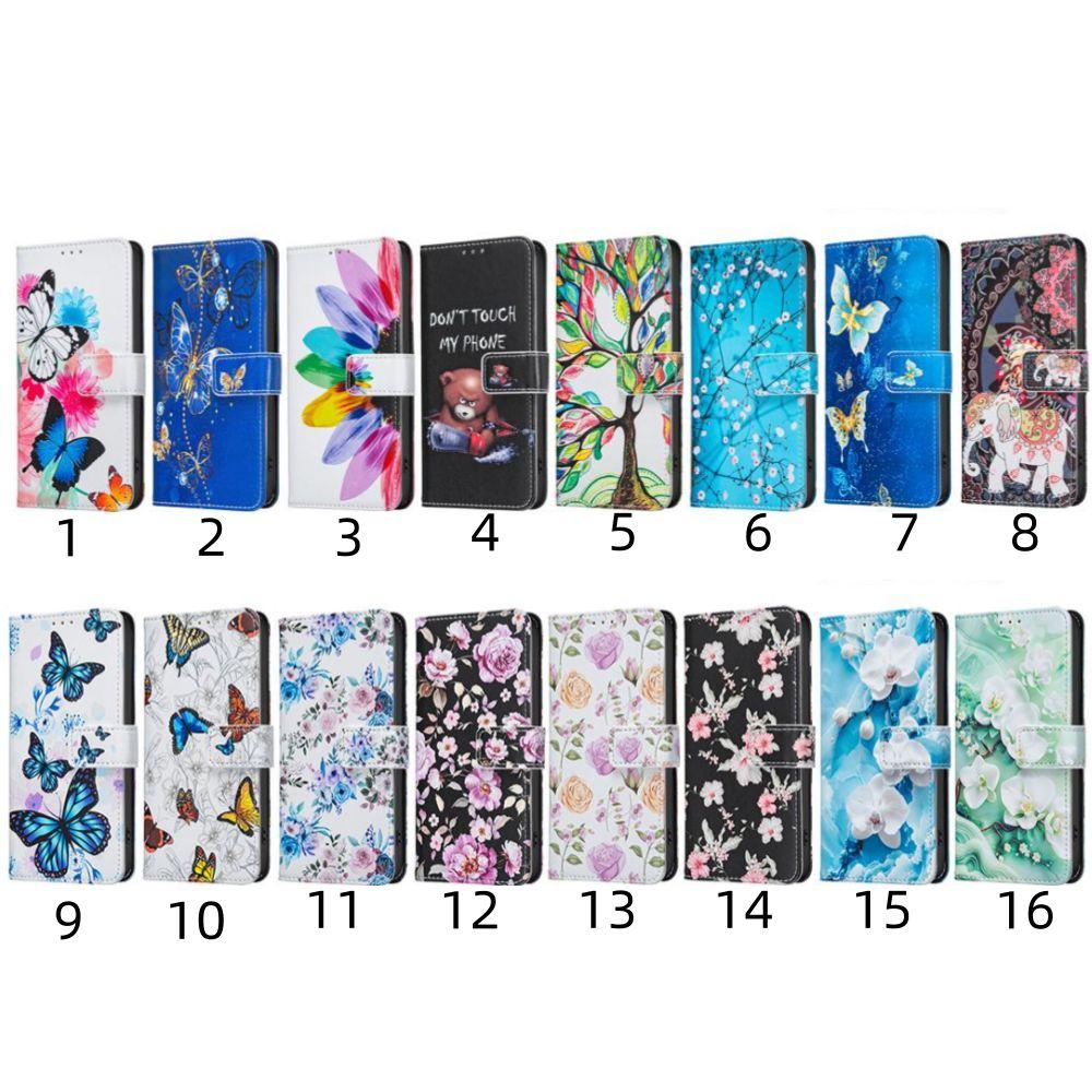 Double-sided Patterns Wallet Phone Case for iPhone 17 Air 16E 16 Pro Max 15 14 13 12 11 7 8 Plus Flip Leather Card Holder Cover