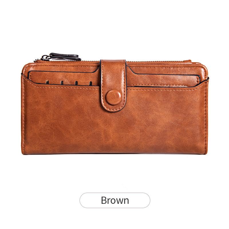 Guangzhou Oil Wax Mad Horse Leather Wallet Purse High Quality Leather Large Capacity Envelope Clutch Bag