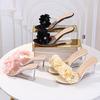 Fashion 8cm High Heels Women Summer Fashion Flower Simple Wedge Sandals Transparent Heel Slippers, Comfortable Design for Casual Shoes