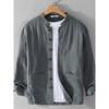 Spring and Autumn Japanese Style Vintage Long Sleeve Shirt Men Cotton and Linen Chinese Style Stand Collar Loose Casual Overshirt Chinese Style