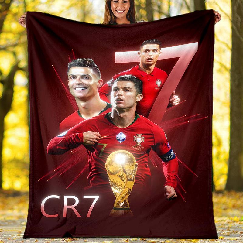 1pc Soccer7 (4) Theme Blanket - Digital Print, Polyester, Cozy for All Seasons, Perfect for Outdoor, Camping, and Travel
