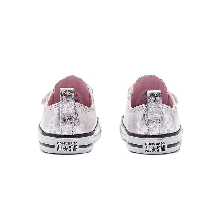 Converse Chuck Taylor All Star Low Top Baby Walker Shoes Silver Pink Baby Shoes 769706C