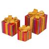 3 Pcs/Set Christmas Lighted Gift Boxes LED Light Up Stackable Nesting Box with Bow for Christmas Indoor Outdoor Home Yard Lawn Decor