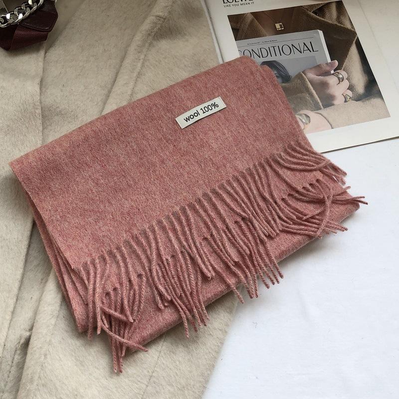 Ladies Wool 100% Australian Pure Wool Scarf Women Long Fringed Warm Cashmere Shawl Winter Thik Warm Knitted Neck Scarf Wrap