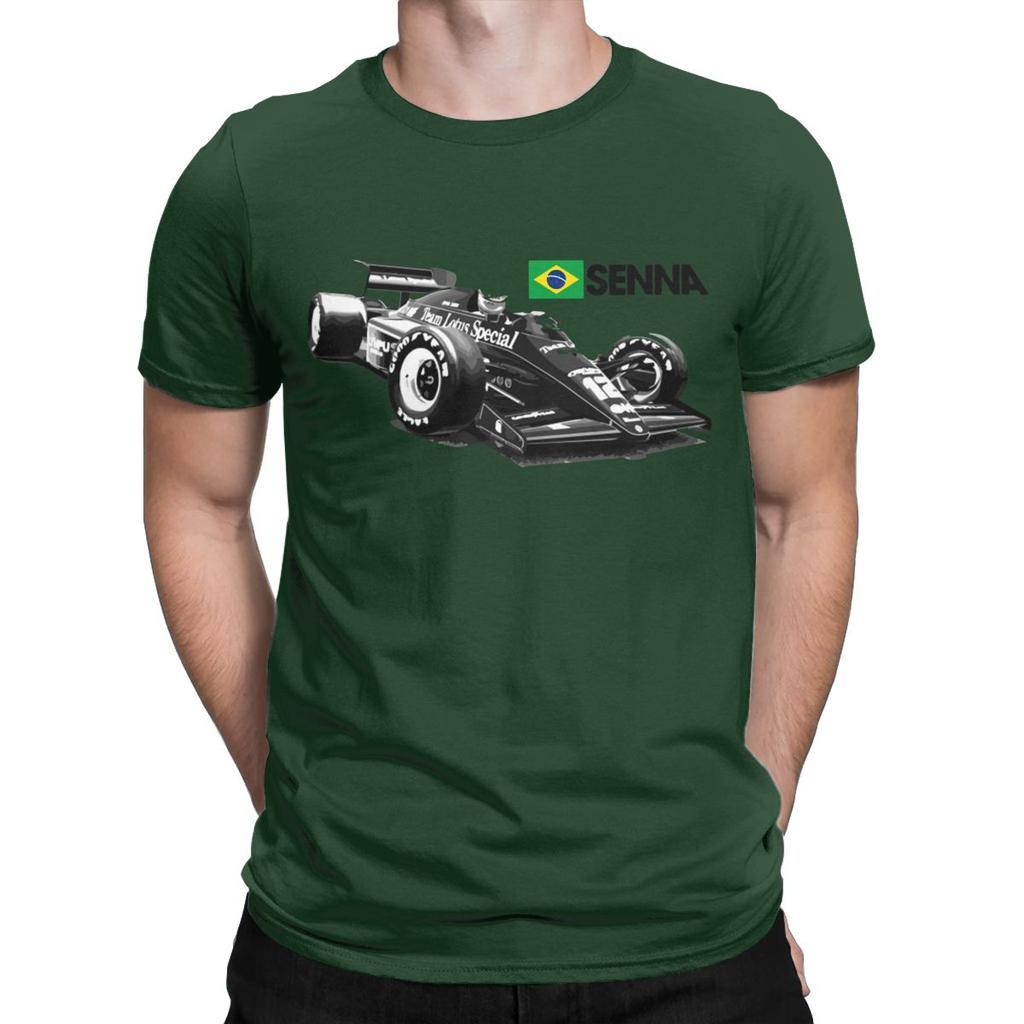 Brazilian Racer Ayrton Senna 97T Car TShirts for Men Vintage Pure Cotton Tees Crew Neck Short Sleeve large size gift Tops