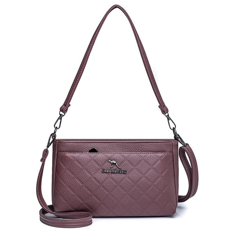 Umhängetasche Mittleren Alters Mutter Tasche Damen Weiches Leder Große Kapazität Mehrschichtige Umhängetasche Handytasche