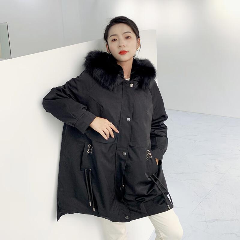 KAISER Women's Hooded Fox Fur & Rabbit Lined Winter Parka