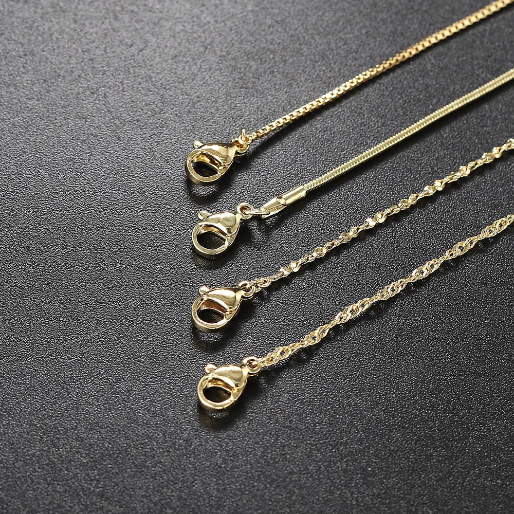 Simple Chain Necklace for Women Gold Water-wave Snake Box Chain Clavicle Choker Jewelry on The Neck C002