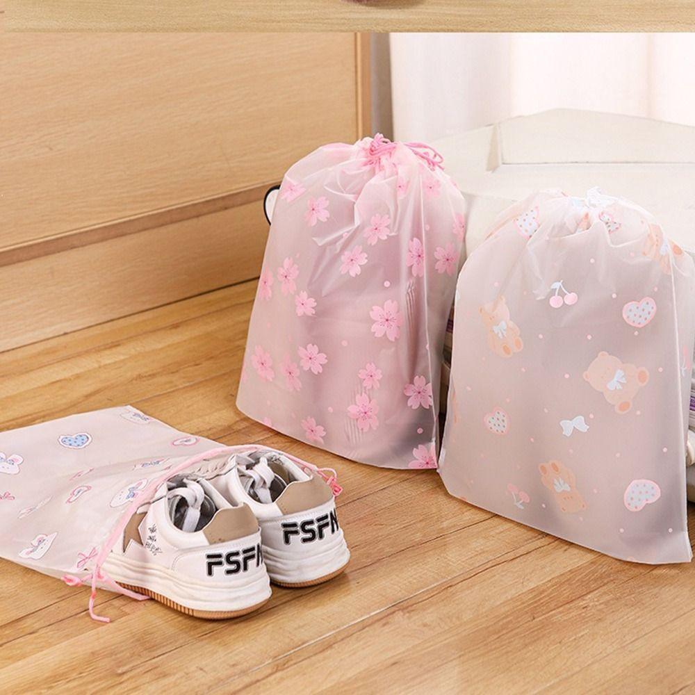 10Pcs New Cartoon Shoe Storage Bags Bow Rabbit Waterproof Dustproof Shoe Bags Reusable Lightweight Drawstring Bags