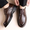 High Quality Men's Casual Leather Business Shoes Round Toe Lace-Up Office Walking Shoes 2026 New Comfy Thick Bottom Oxford Shoes