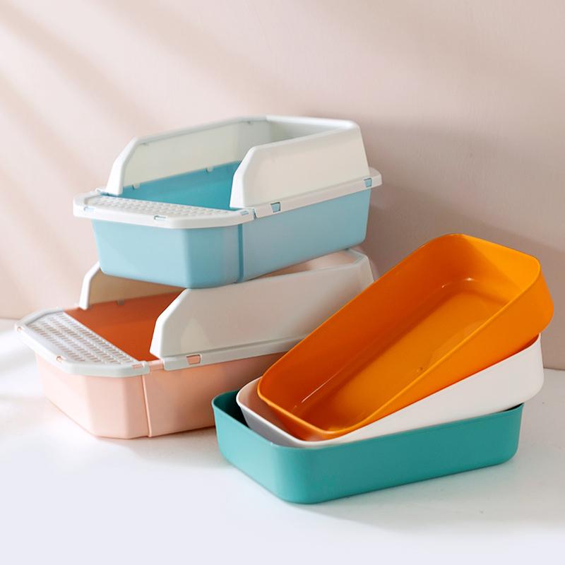 

HOT SALE Pet Products Cleaning Plastic Cat Toilet Box Trays Simple Cute Cat Head Cat Litter Box 255 360 80mm помаранчевий