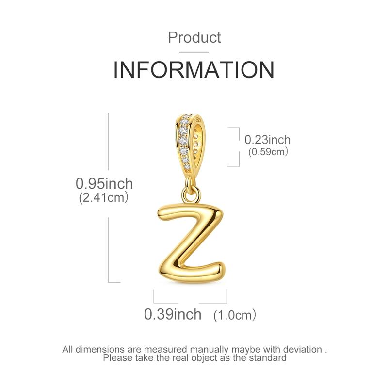 copper Alphabet Charm Bead Charms Bead Charms Golden 26 AZ letters Pendants Compatible With Women Authentic Bracelets Do It Yourself Christmas Gift