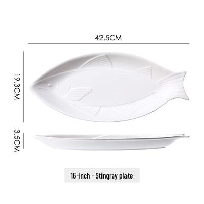 White Ceramic Irregular Oval Fish Plate