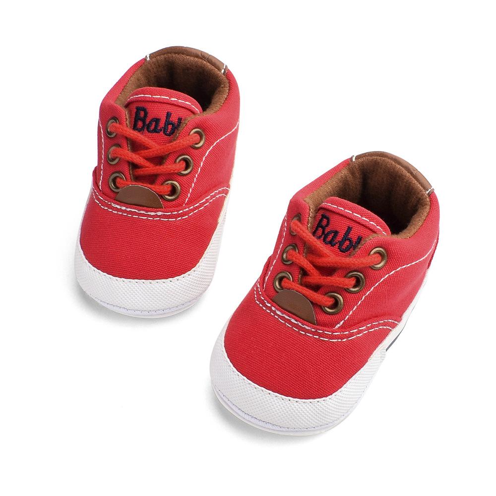 Spring New Soft Bottom Canvas Shoes for Baby Solid Color Letter Embroidery Casual Multicolor Shoes