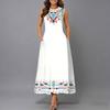 Women Plus Size Sleeveless Crew Neck Dress Exuberant Floral Pattern Loose Calf Length Dress