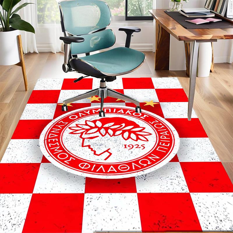 Olympiacos F.C Polyester Carpet, Soft Indoor Mat for Office Chair, Living Room, Computer Desk - Decorative Home Office Rug Design