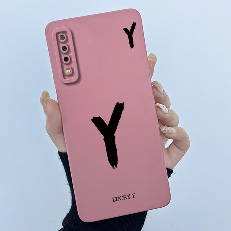 

For Samsung Galaxy A7 (2018) SM-A750F Cover Case Lucky Initial Letter Silicone Soft Matte Phone Bumper for SamsungA7 2018 Casing Samsung A7 (2018)