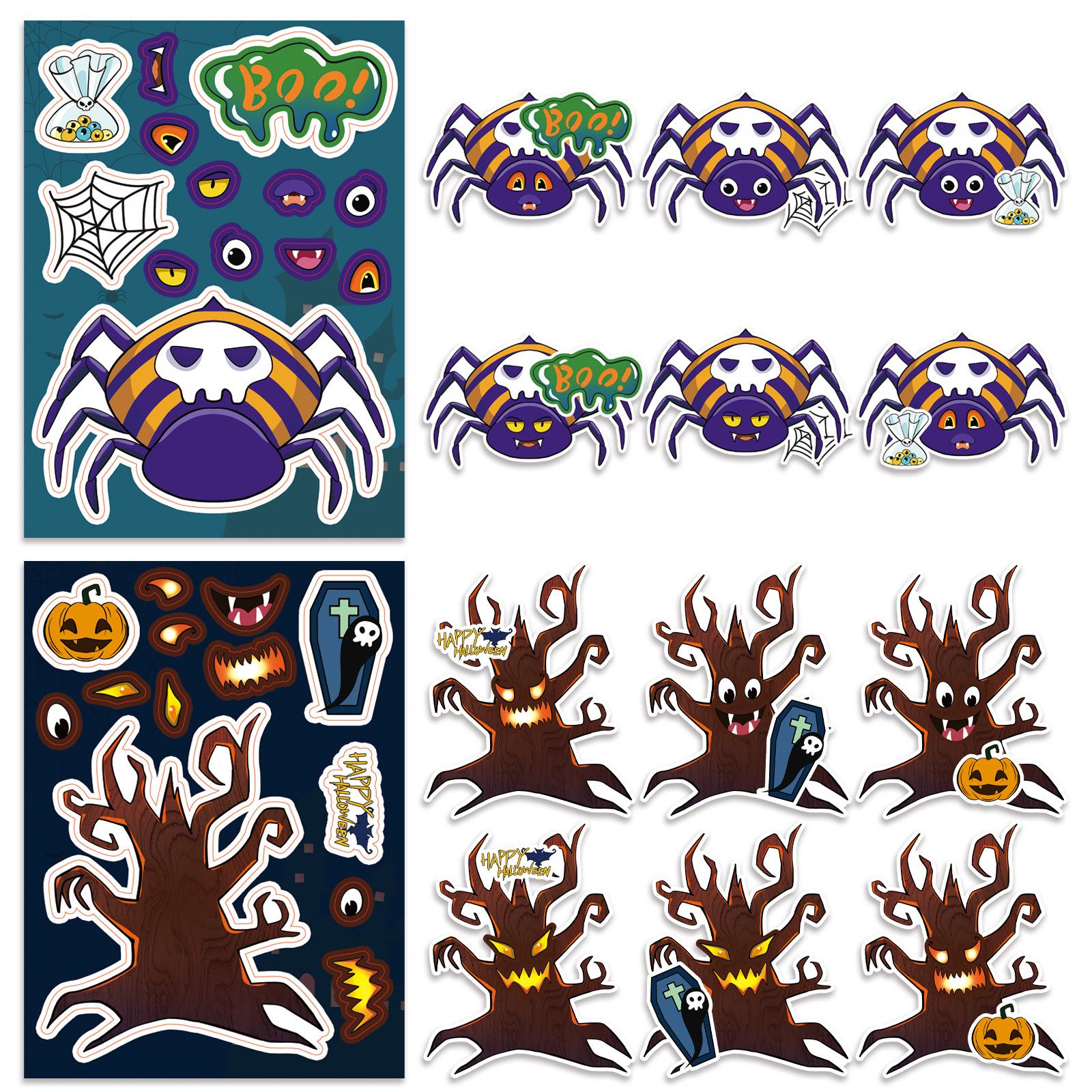 8 Halloween Face Swap Puzzle Stickers: Parent-Child DIY Doodle Journal