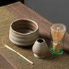 Japanese Matte Black Rough Pottery Matcha Tea Set