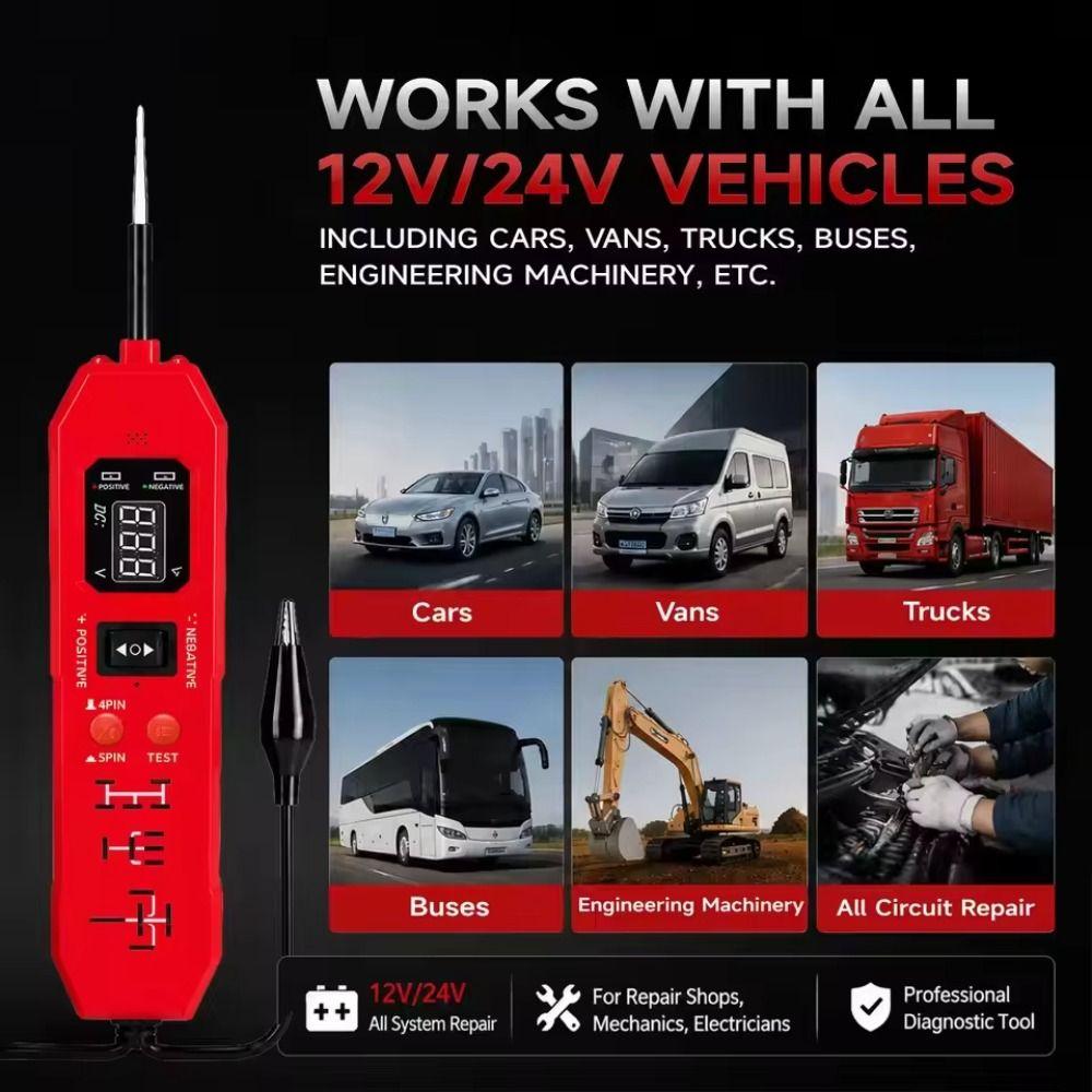 12V/24V Universal Multifunctional Car Circuit Tester DC Car Power Tester Fault Diagnosis
