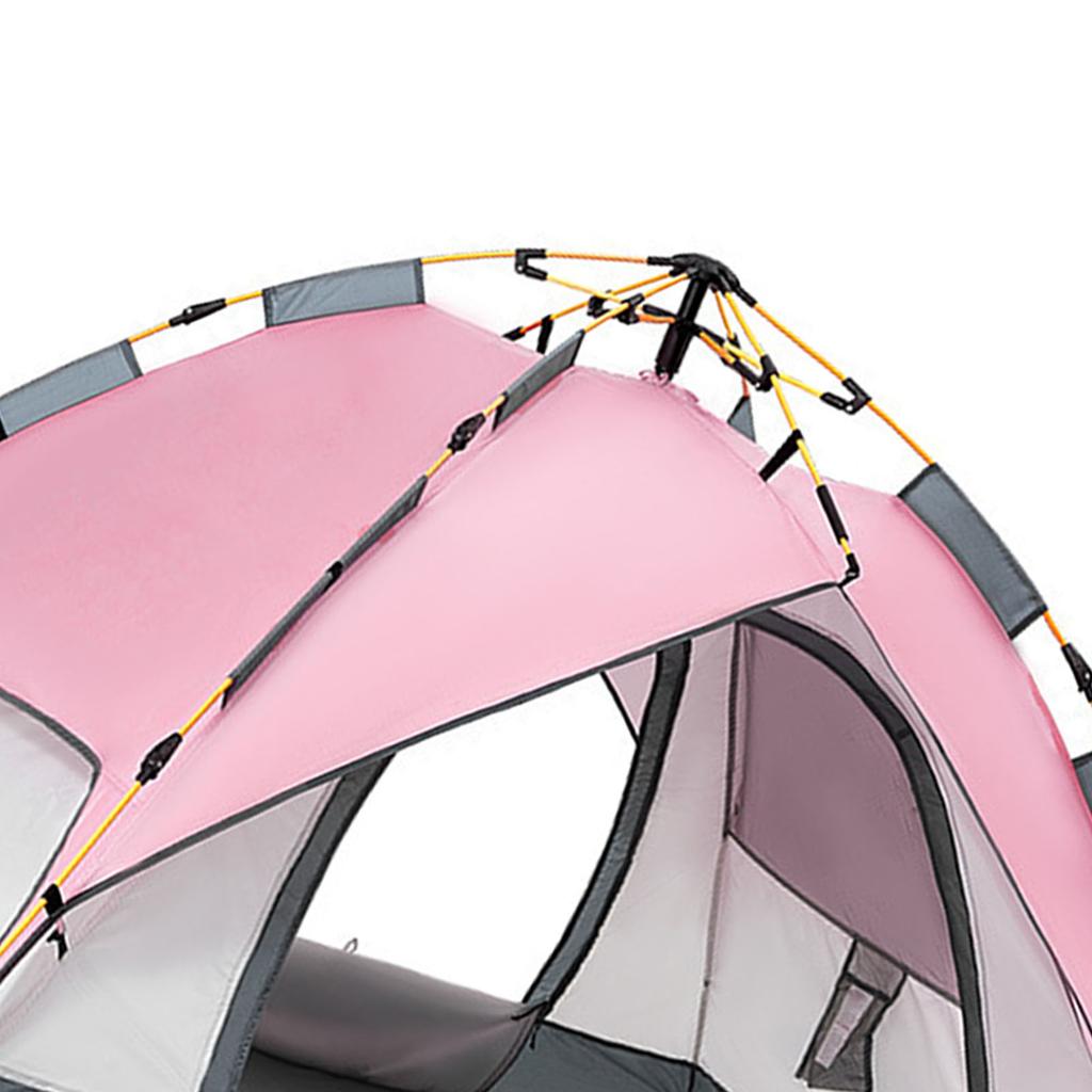 Camping Tent Oxford Cloth Automatic Pop Up Waterproof Double Layer Family Tent for Hiking Traveling Backpacking Pink