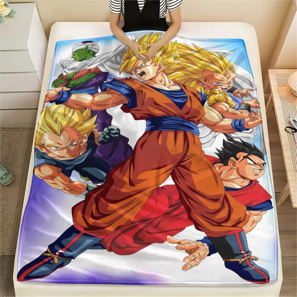 Dragon Ball Goku Pattern Flannel Blanket, High Quality Comfortable for All Seasons, Home Decor, Warmth and Comfort, Perfect for Gifts.