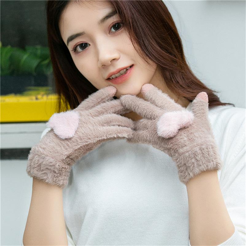 

Женские плюшевые перчатки без пальцев с сенсорным экраном в форме персикового сердца - Осенне-зимние теплые перчатки для улицы для детей и взрослых One Size хаки