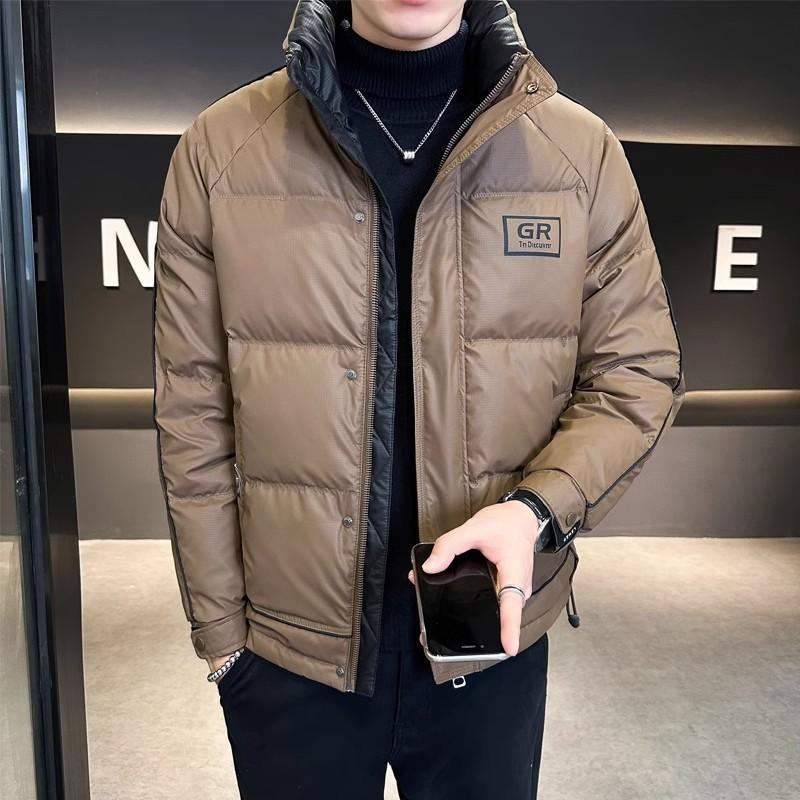 

New solid color down jacket men s trendy high-end casual fashion men s down jacket thickened trendy cotton jacket 5XL