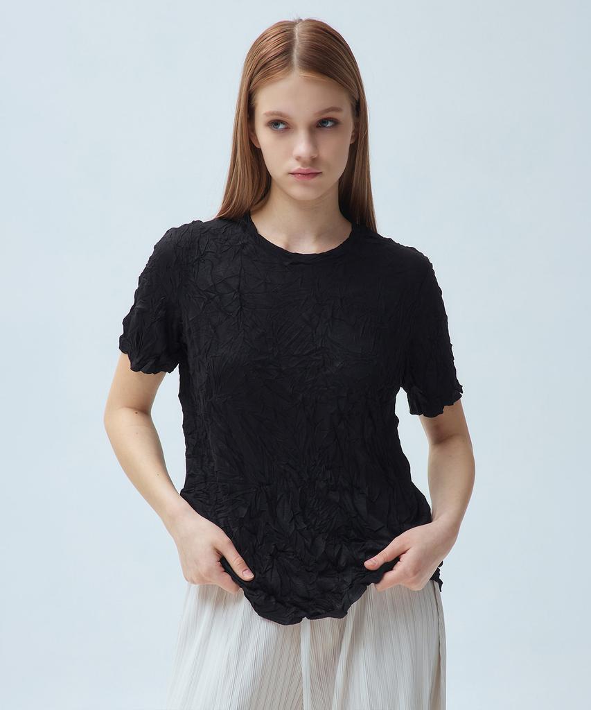 Waiowai Crease Pleated Short Sleeve T-Shirt_2 Colors