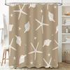 Beach-themed Shower Curtain with White Sea Starfish and Shells for Bathroom Decor In Brown Color (set of 1) Item #XXXXX