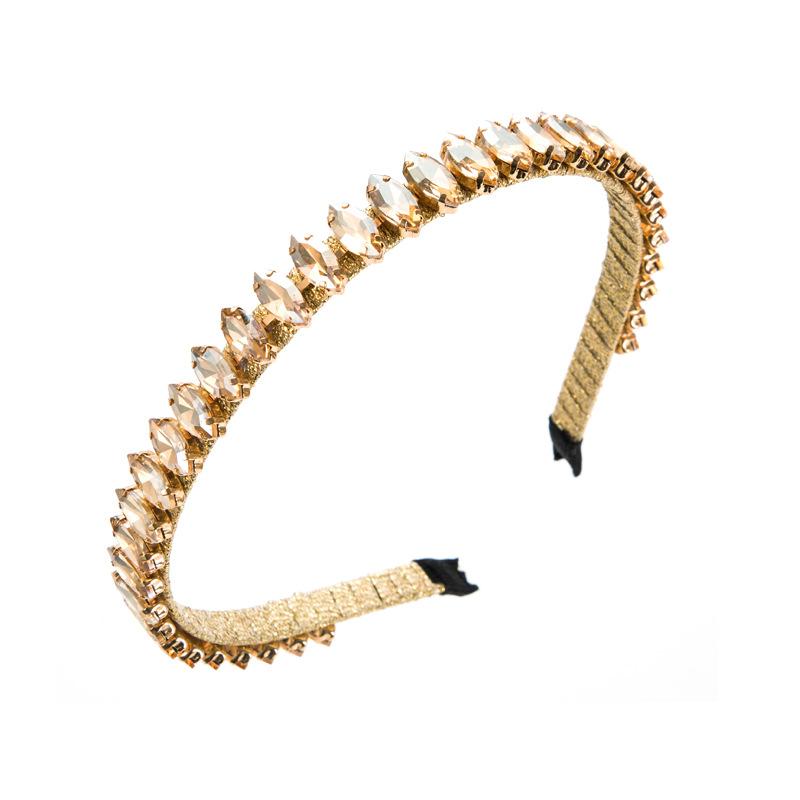 Minimalist Thin Gold Glitter Hairband Single Row Rectangle Emerald Crystal Headband Wedding Bridal Headwear Dainty Hair Piece
