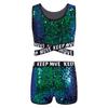 Kids Girls Sparkling Sequins Dance Clothes Set Sleeveless Criss Cross Straps Crop Top with Shorts