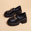 Black Platform Women's 2026 Autumn New Niche Small Leather Shoes British Style Leather Single Shoes