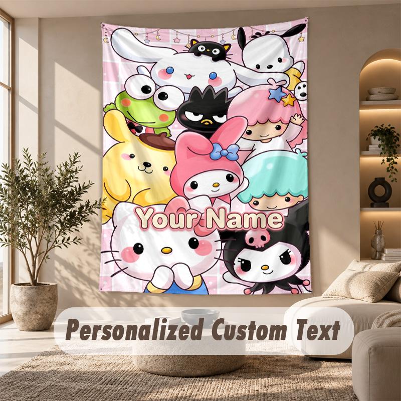 Tapestry Custom Name Text, Wall Hanging Tapestry Home Room DecorHello Kitty