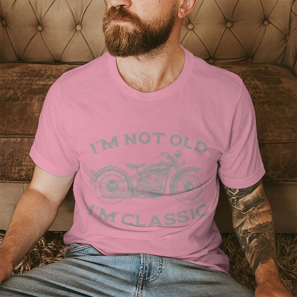 Im Not Old Im Classic Funny Motorcycle Print Tshirts Men Streetwear Short Sleeve Casual Crewneck Tshirt Funny Cycling Tshirt