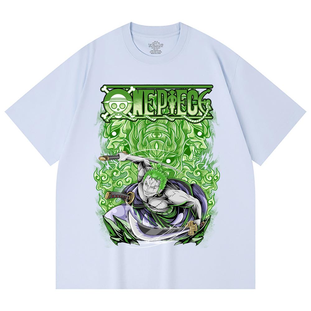 230 Gsm 100% Cotton One Piece V10 Zoro Print Unisex Heavy Cotton T Shirt