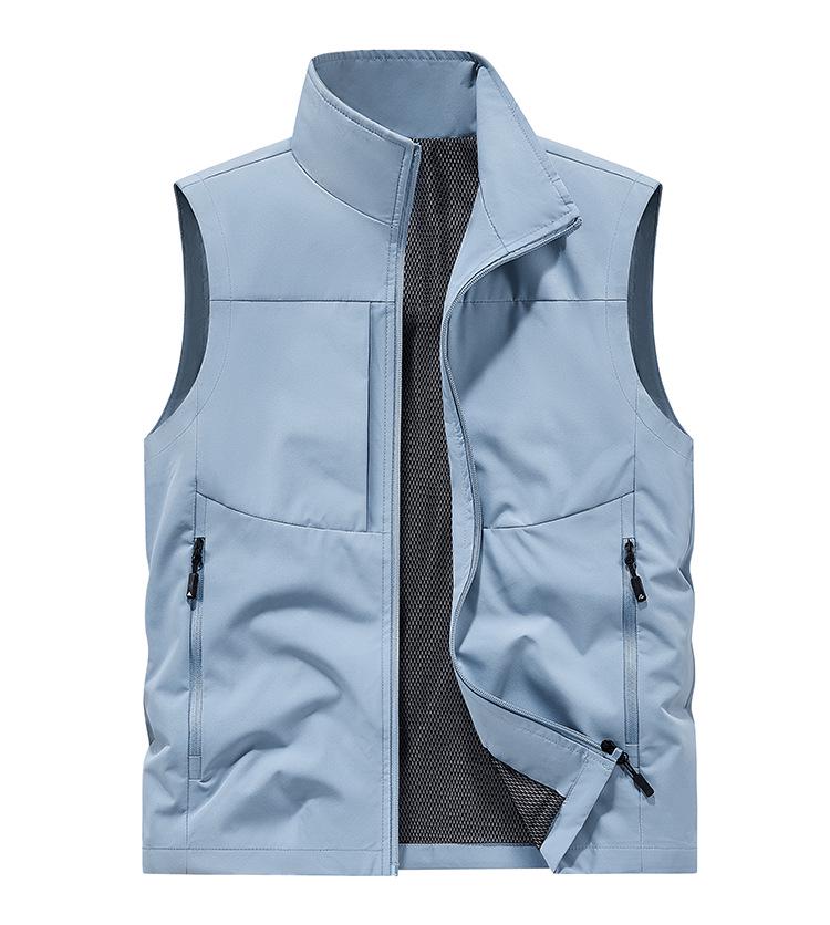 Men's Sleeveless Multi-Pocket Workwear Vest - Casual Spring/Autumn Waistcoat, Style 8822.
