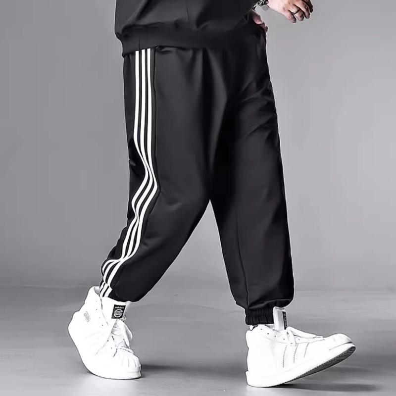 Trendy Oversized Men's Loose-Fit Straight-Leg Wide-Leg Casual Stretch Sports Trousers with Drape
