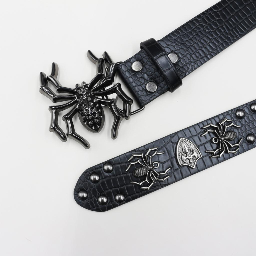 Nieten Beschläge Gürtel Krokodil Spinne Schild Zubehör Punk Gürtel Goth Schwerindustrie Gürtel