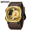 SANDA Neue quadratische Sport Herrenuhr Outdoor LED Elektronischer Stoppuhr Wecker Dual Display Multifunktions Herren Quarzuhr