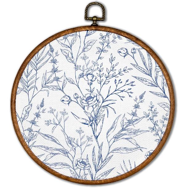 KSDUT Blue Flowers Wall Art Decor - Boho Chinoiserie Flower Wall Art Canvas Frame Hanging Prints, Navy Blue Botanical Wall Art Decor for Blueflower-4