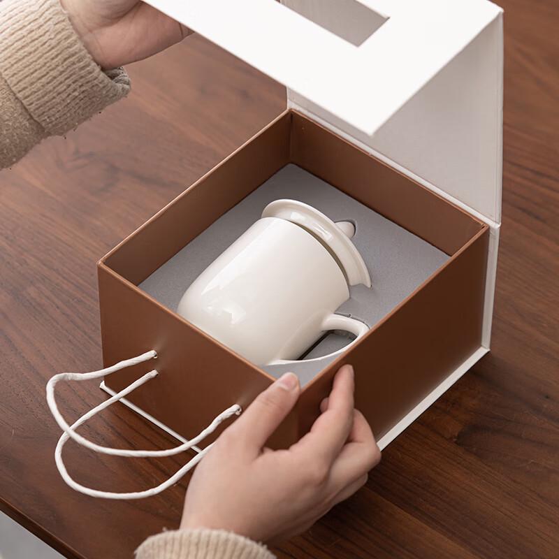 Dehua Mutton Fat Jade Ceramic Office Tea Cup Gift Set