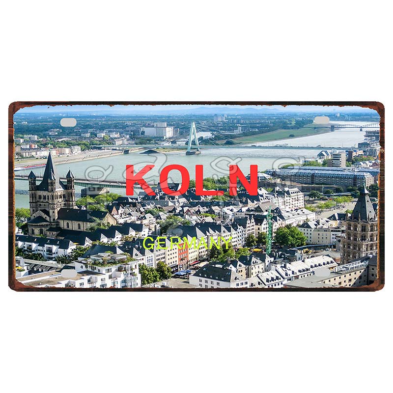 YZFQ30X15CM Bonn Rotterdam Manchester City Retro Tin Metal Sign Travel Souvenir Wall Pub Shop Home Garage  Art Decor  DC-1297B