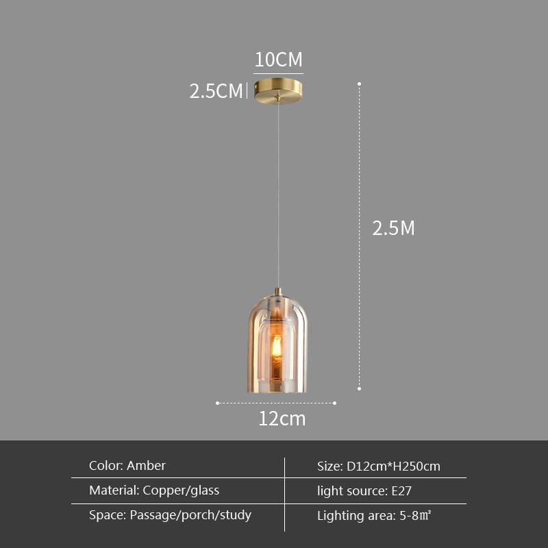 

Modern LED Glass Pendant Light Amber Hanging glass Lamp For Dining Room Bar Indoor Decor Lighting Bedroom Bedside Led Luminaire warm light