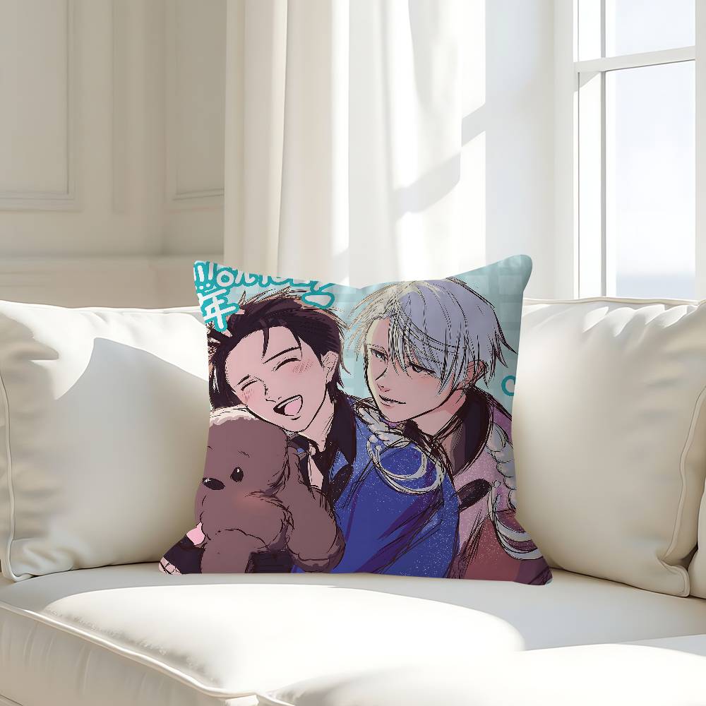

Anime Y-Yuri On Ice Pillow Case Removable Washable Cushion Cover – All-Season Soft Linen 16x16Inch