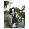 Pure Desire Wind Sleeveless Fake Two-piece Lace Splicing Floral Dress Children's Design Waist Short Skirt Summer
